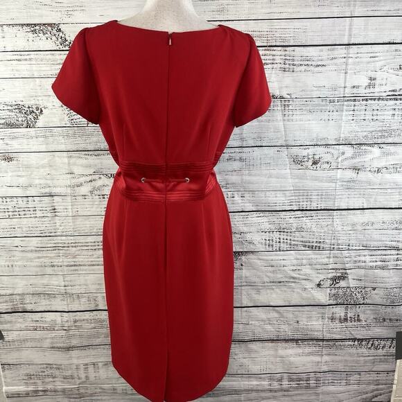 Donna Morgan Dress size 10 Cherry Red Crepe Knee Career Wedding Evening Church - Picture 8 of 9